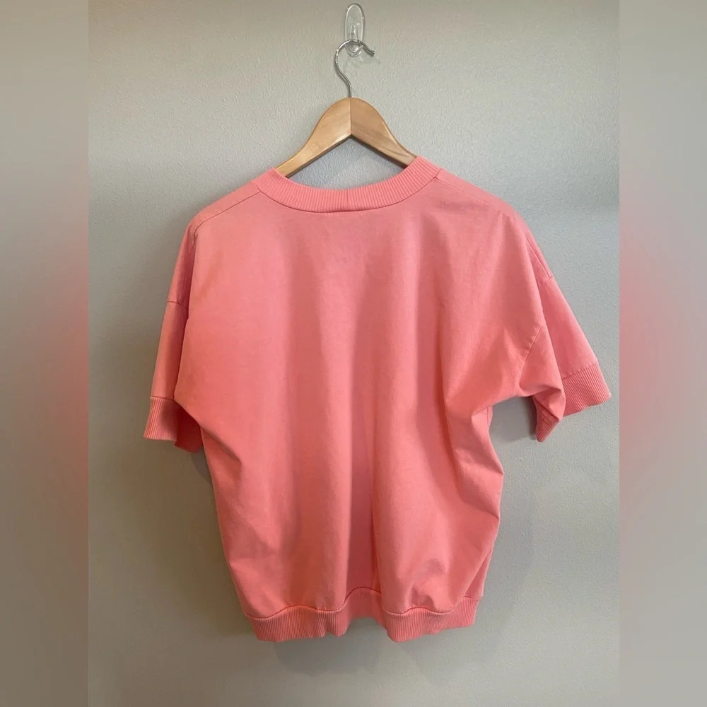 HM‎ ABERNATHY Vintage 80s Peach Pullover Short Sleeve Lightweight Top Small - Picture 2 of 8